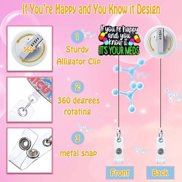 NEW| 1pc Funny Retractable Nurse Lanyard Badge Holder with Glitter - Picture 7 of 7